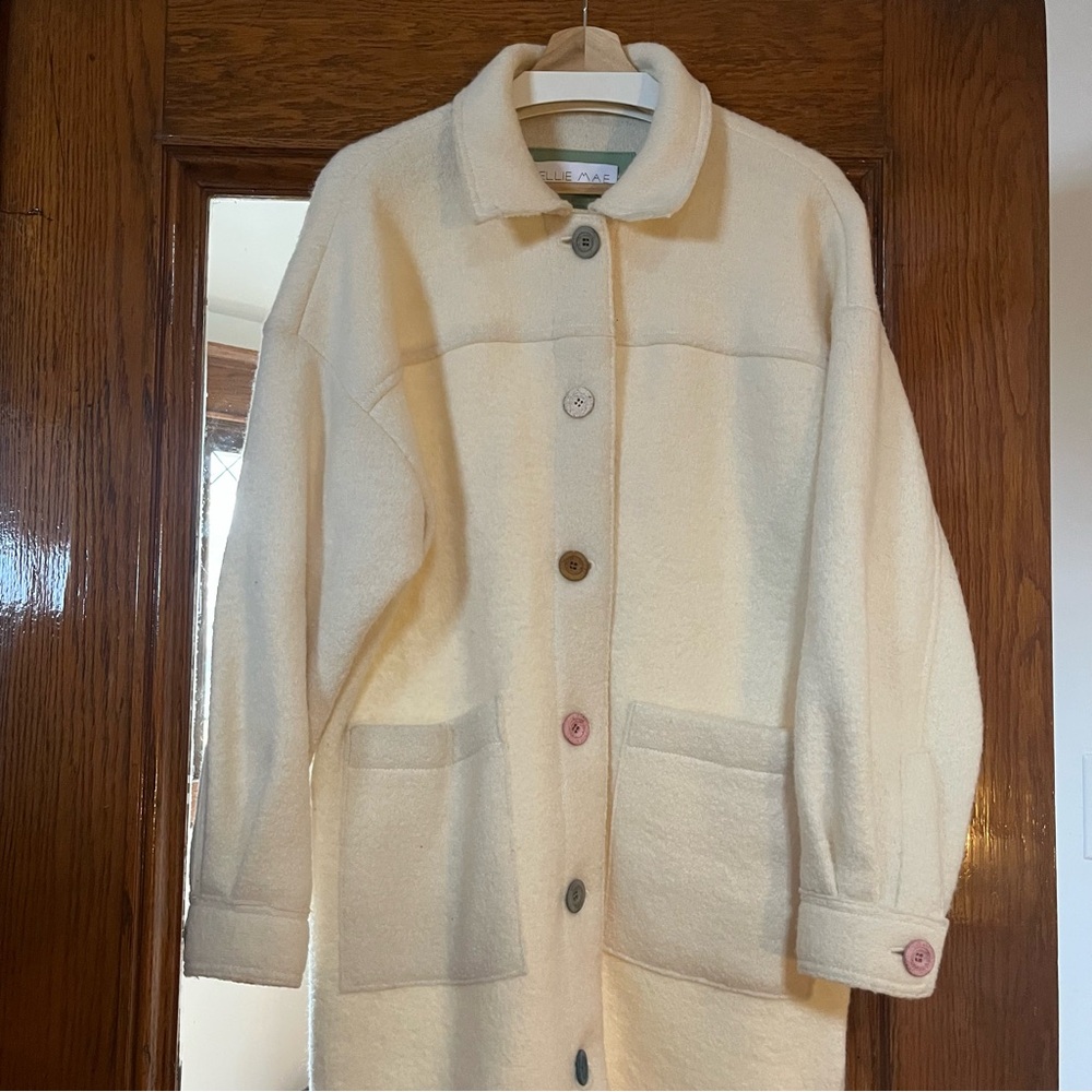 100% Boiled Wool Ellie Mae Nico Jacket Canadian Made Cream Shacket - Picture 2 of 12